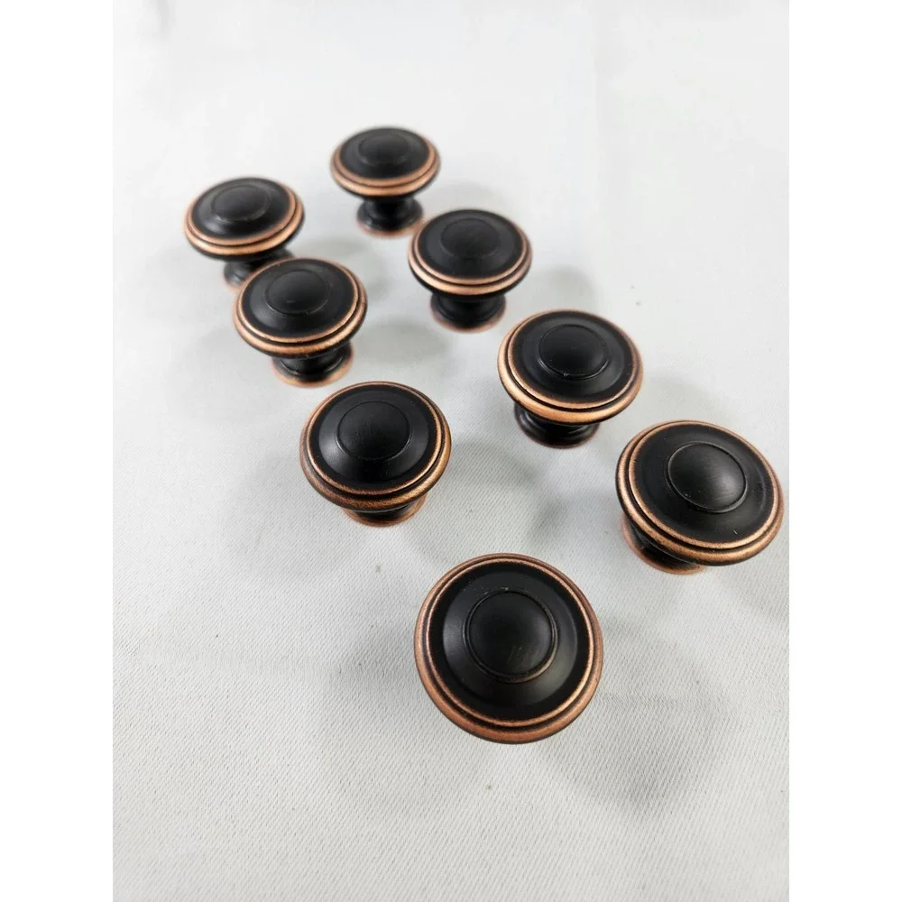 Lot of 8 Bronze Black Copper Round Metal Drawer Cabinet Dresser Desk Knob Pulls
